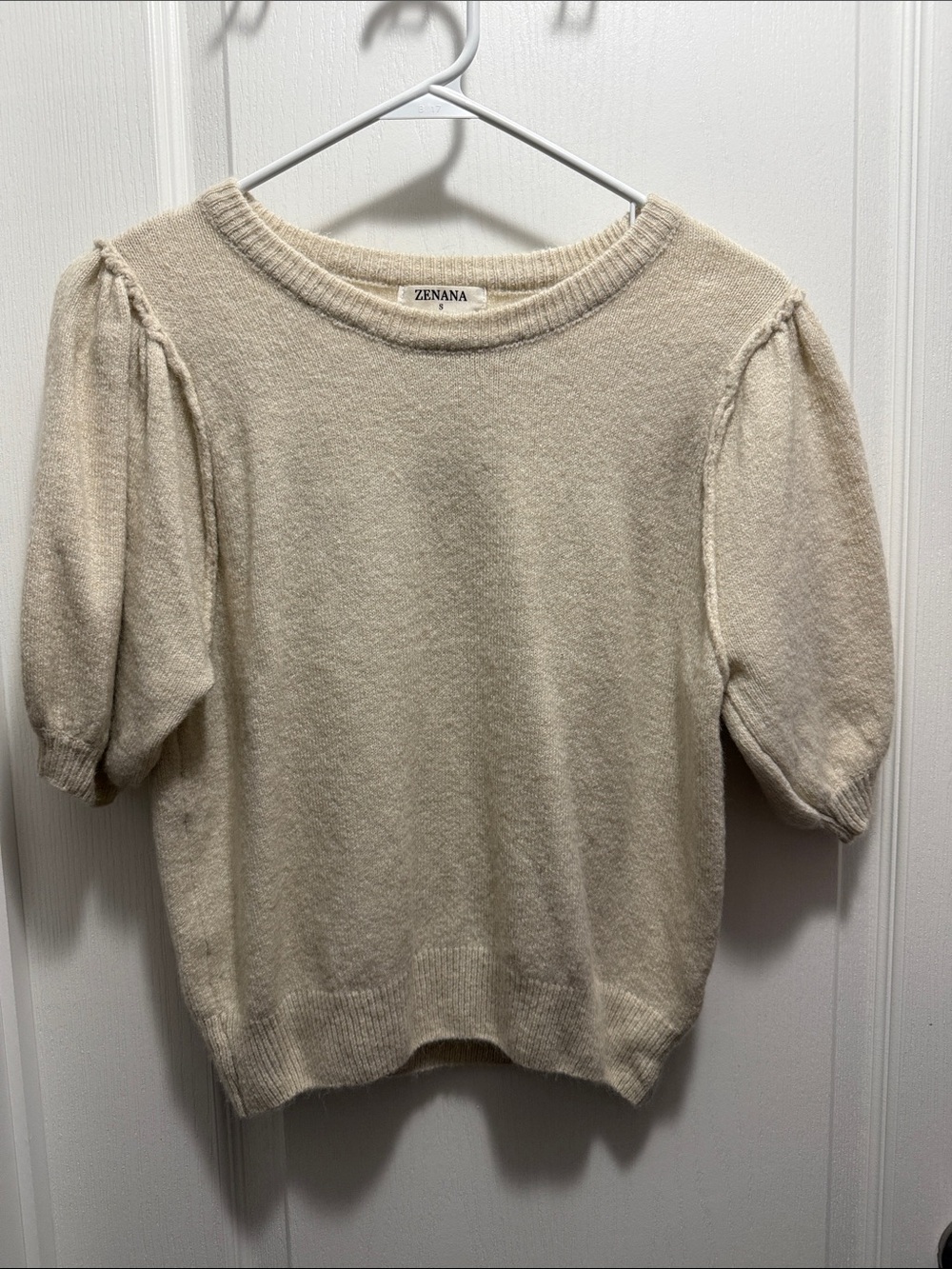 Zenana Ivory Puff Sleeve Sweater